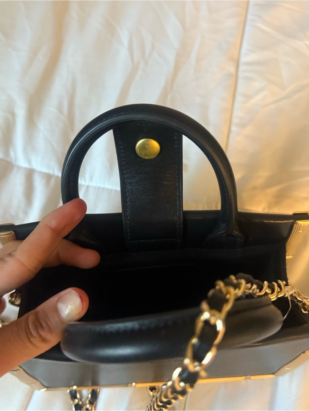 Brandon Blackwood Black & Gold Bamboo Tote / Crossbody Bag ✨ - Picture 5 of 8